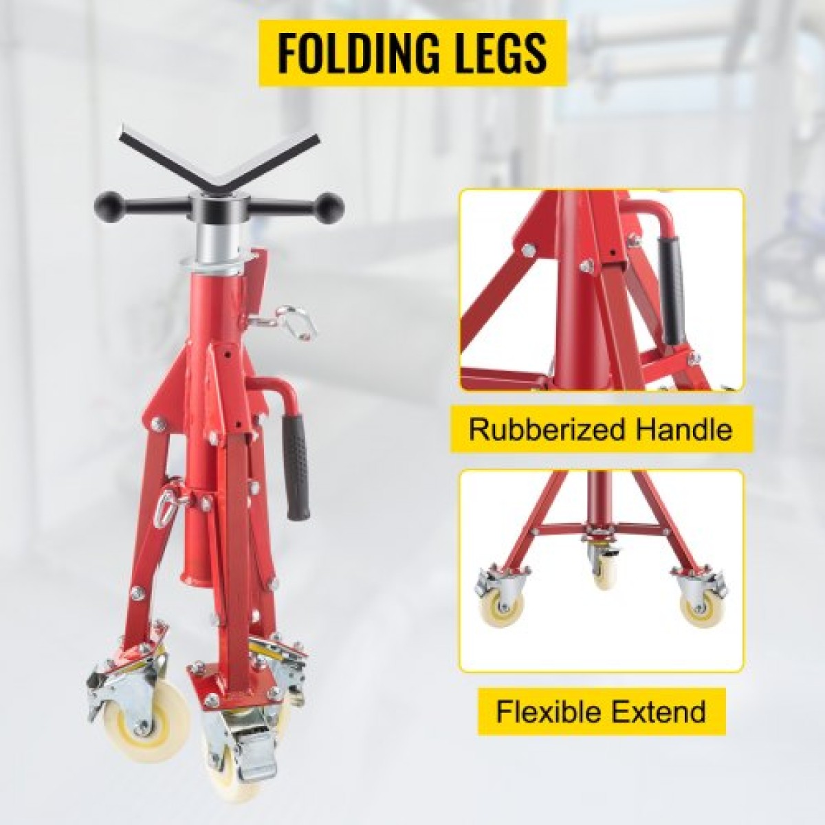 VEVOR Pipe Stand, Pipe Stand, V Head Pipe Stand Ρυθμιζόμενο ύψος 71,12-132,08 cm, Pipe Stand με τροχούς, Πτυσσόμενες φορητές βάσεις σωλήνων 0,3175 έως 30,48 cm Στήριγμα σωλήνων, Steel Pipe Stand