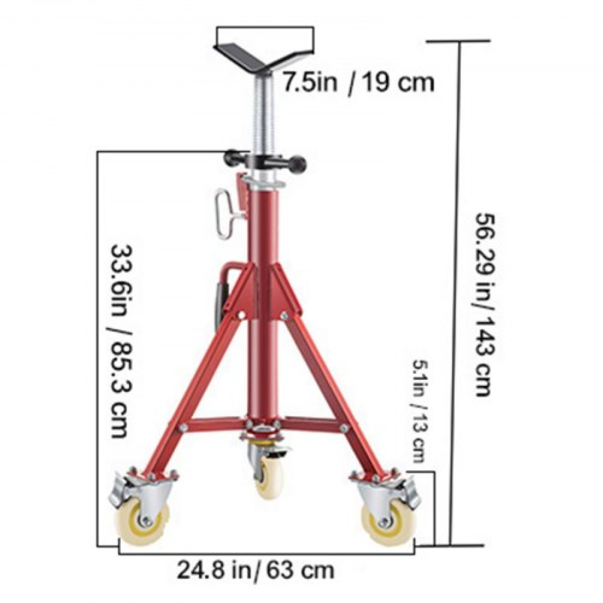 VEVOR Pipe Stand, Pipe Stand, V Head Pipe Stand Ρυθμιζόμενο ύψος 71,12-132,08 cm, Pipe Stand με τροχούς, Πτυσσόμενες φορητές βάσεις σωλήνων 0,3175 έως 30,48 cm Στήριγμα σωλήνων, Steel Pipe Stand