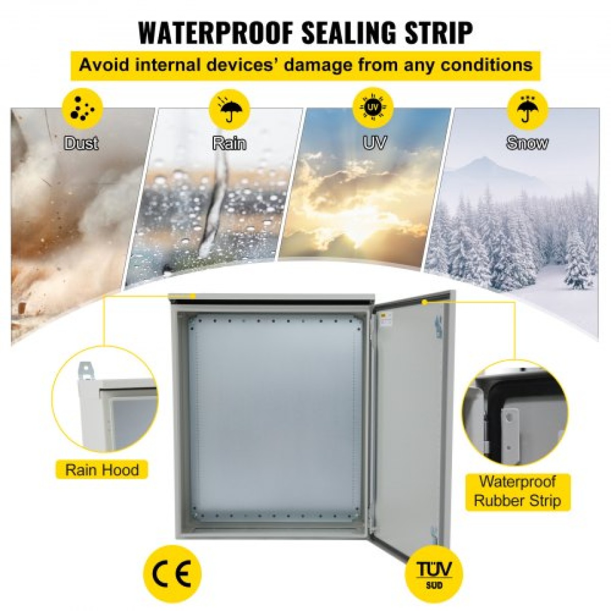 VEVOR Electrical Steel Περίβλημα Κουτί NEMA 4 Περίβλημα εξωτερικού χώρου 60x60x20 cm UL