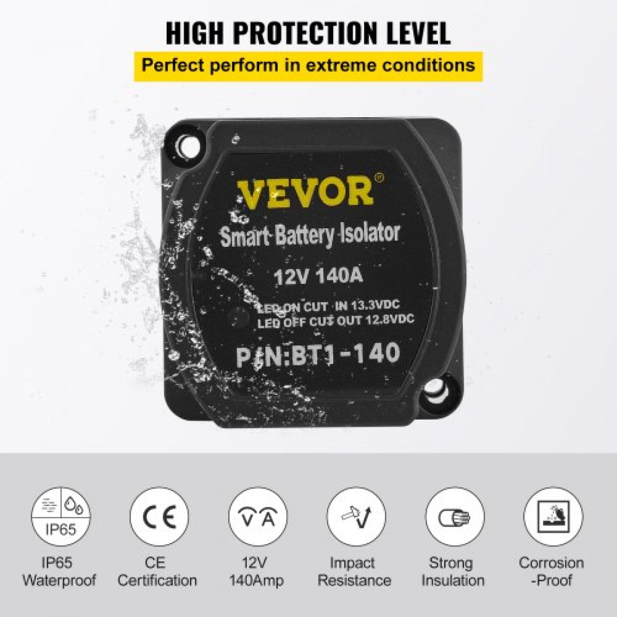 VEVOR Split Charge Relay Kit, 4mtr 12V, Automatic Dual Battery Isolator Kit with Voltage Sense Relay VSR, Συμβατό με RV Marine Car Vehicle Truck Caravan Camper Yacht ATV UTV Boats Workshop