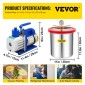 VEVOR Vacuum Chamber with Pump Vacuum Chamber Kit 5 Gal/18,9 L 5CFM 1/3HP Single Stage