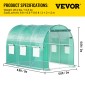 Θερμοκήπιο VEVOR Walk-in Tunnel, 304,8 x 213,4 x 213,4 cm Φορητό θερμοσίφωνο με γαλβανισμένο ατσάλι, 1 επάνω δοκό, διαγώνιους πόλους, πόρτα με φερμουάρ & 6 ανοιγόμενα παράθυρα, πράσινο