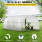 Θερμοκήπιο VEVOR Walk-in Tunnel, 609,6 x 304,8 x 213,4 cm Φορητό θερμοσίφωνο με γαλβανισμένο ατσάλι, 3 επάνω δοκάρια, 4 διαγώνιους πόλους, 2 πόρτες με φερμουάρ & 12 παράθυρα με αναδίπλωση, λευκό