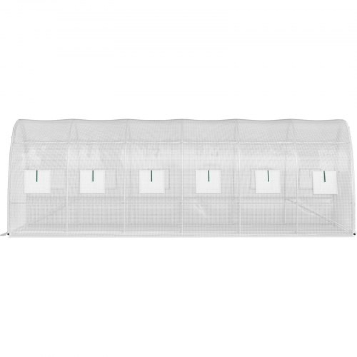 Θερμοκήπιο VEVOR Walk-in Tunnel, 609,6 x 304,8 x 213,4 cm Φορητό θερμοσίφωνο με γαλβανισμένο ατσάλι, 3 επάνω δοκάρια, 4 διαγώνιους πόλους, 2 πόρτες με φερμουάρ & 12 παράθυρα με αναδίπλωση, λευκό