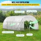 Θερμοκήπιο VEVOR Walk-in Tunnel, 609,6 x 304,8 x 213,4 cm Φορητό θερμοσίφωνο με γαλβανισμένο ατσάλι, 3 επάνω δοκάρια, 4 διαγώνιους πόλους, 2 πόρτες με φερμουάρ & 12 παράθυρα με αναδίπλωση, λευκό