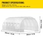 Θερμοκήπιο VEVOR Walk-in Tunnel, 609,6 x 304,8 x 213,4 cm Φορητό θερμοσίφωνο με γαλβανισμένο ατσάλι, 3 επάνω δοκάρια, 4 διαγώνιους πόλους, 2 πόρτες με φερμουάρ & 12 παράθυρα με αναδίπλωση, λευκό