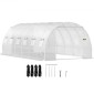 Θερμοκήπιο VEVOR Walk-in Tunnel, 609,6 x 304,8 x 213,4 cm Φορητό θερμοσίφωνο με γαλβανισμένο ατσάλι, 3 επάνω δοκάρια, 4 διαγώνιους πόλους, 2 πόρτες με φερμουάρ & 12 παράθυρα με αναδίπλωση, λευκό