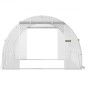 Θερμοκήπιο VEVOR Walk-in Tunnel, 609,6 x 304,8 x 213,4 cm Φορητό θερμοσίφωνο με γαλβανισμένο ατσάλι, 3 επάνω δοκάρια, 4 διαγώνιους πόλους, 2 πόρτες με φερμουάρ & 12 παράθυρα με αναδίπλωση, λευκό