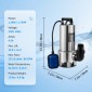Υποβρύχια αντλία νερού VEVOR, 1300W 20000L/H, με καλώδιο 10 m και αυτόματο συνδεδεμένο διακόπτη πλωτήρα, ανοξείδωτο ατσάλι και χυτοσίδηρο για βρώμικα ή καθαρά, άδειες λίμνες κήπου, πισίνες, υδρομασάζ
