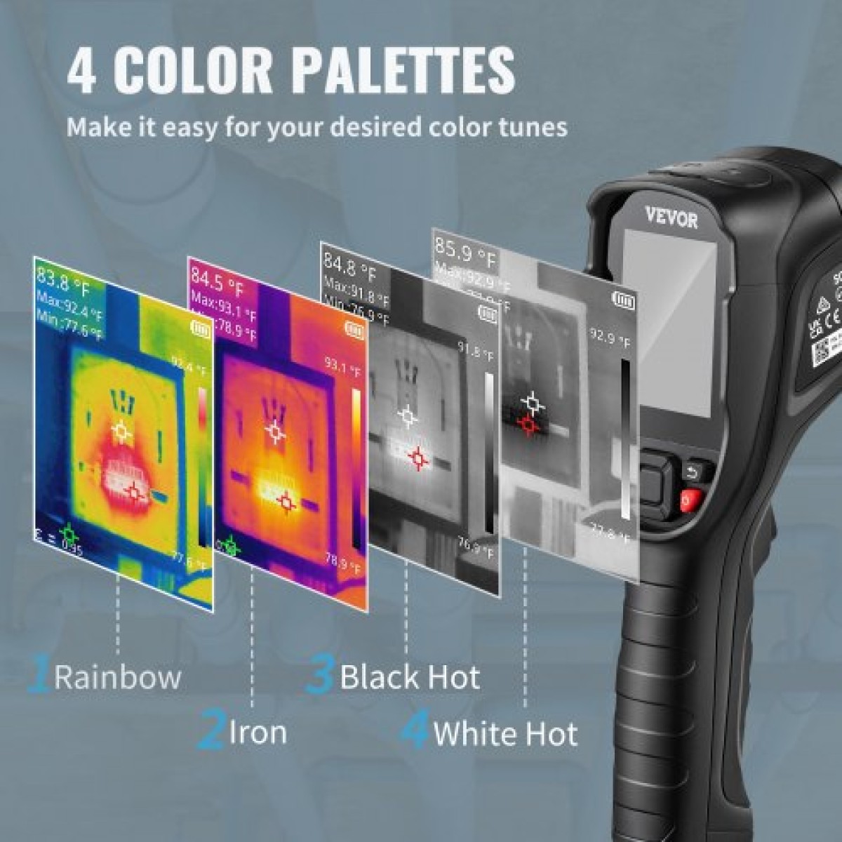 VEVOR Infrared Thermal Imager Θερμική κάμερα IR Ανάλυση 240x180 7,1 cm Οθόνη LCD