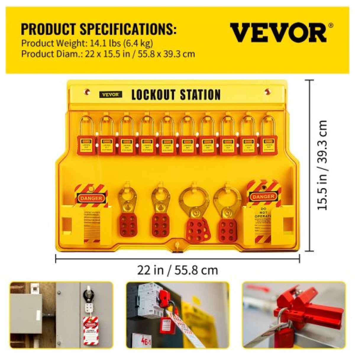 VEVOR 58 PCS Lockout Tagout Kit, Electrical Safety Loto Kit περιλαμβάνει λουκέτα, Lockout Station, Hasp, Tags & Zip Ties, Lockout Tagout Safety Tools for Industrial, Electrical Power, Μηχανήματα
