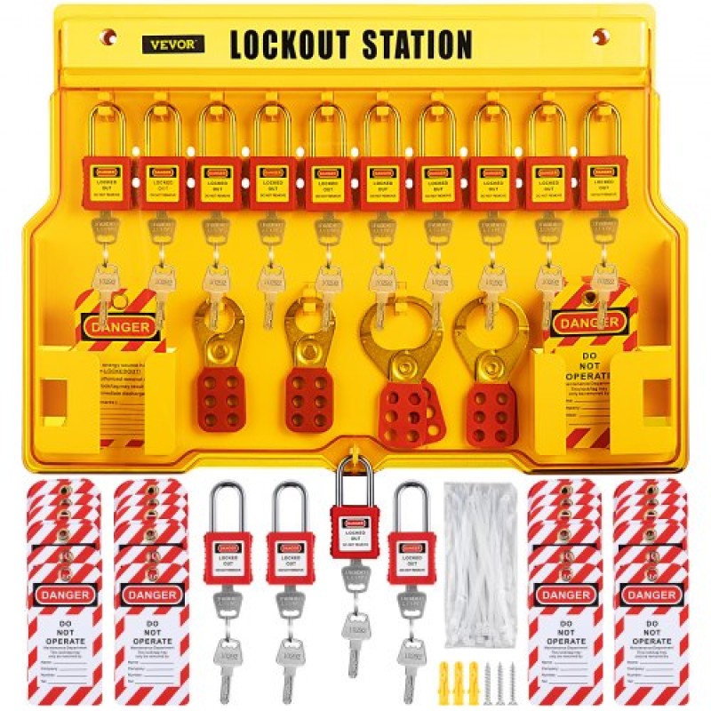 VEVOR 58 PCS Lockout Tagout Kit, Electrical Safety Loto Kit περιλαμβάνει λουκέτα, Lockout Station, Hasp, Tags & Zip Ties, Lockout Tagout Safety Tools for Industrial, Electrical Power, Μηχανήματα