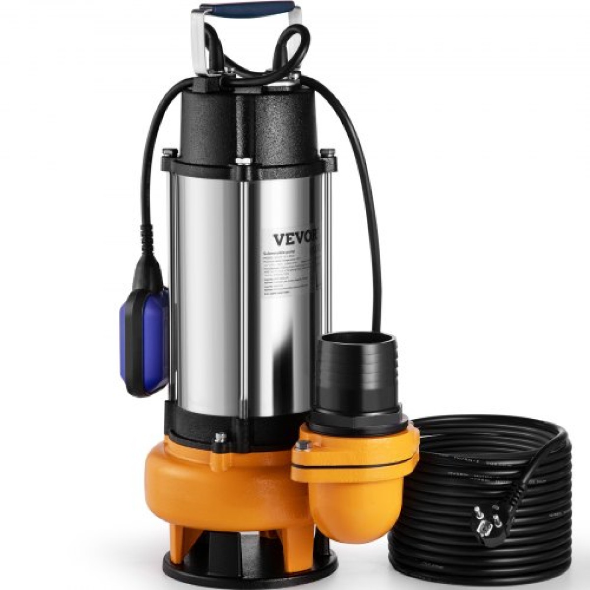 Υποβρύχια αντλία νερού VEVOR, 2200W 60000L/H, με καλώδιο 8 m και αυτόματο συνδεδεμένο διακόπτη πλωτήρα, φορητός ανοξείδωτος χάλυβας για βρώμικα ή καθαρά, πλημμύρες αποχέτευσης, άδειες λίμνες κήπου, πισίνες, υδρομασάζ