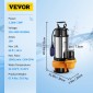 Υποβρύχια αντλία νερού VEVOR, 2200W 60000L/H, με καλώδιο 8 m και αυτόματο συνδεδεμένο διακόπτη πλωτήρα, φορητός ανοξείδωτος χάλυβας για βρώμικα ή καθαρά, πλημμύρες αποχέτευσης, άδειες λίμνες κήπου, πισίνες, υδρομασάζ