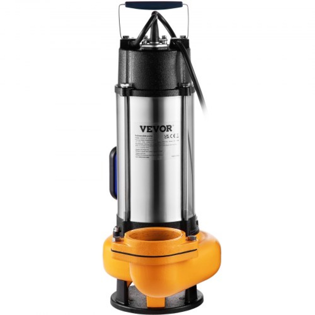 Υποβρύχια αντλία νερού VEVOR, 2200W 60000L/H, με καλώδιο 8 m και αυτόματο συνδεδεμένο διακόπτη πλωτήρα, φορητός ανοξείδωτος χάλυβας για βρώμικα ή καθαρά, πλημμύρες αποχέτευσης, άδειες λίμνες κήπου, πισίνες, υδρομασάζ