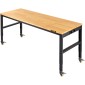 VEVOR Πάγκος Εργασίας Ρυθμιζόμενο ύψος, 122cm Π X 51cm D X 104cm Υ Τραπέζι γκαράζ με 79 – 104 cm Ύψος & Χωρητικότητα 720KG, με πρίζες & σκληρό ξύλο επάνω & μεταλλικό πλαίσιο & περιστρεφόμενους τροχούς, για σπίτι γραφείου