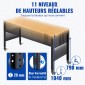 VEVOR Πάγκος Εργασίας Ρυθμιζόμενο ύψος, 122cm Π X 51cm D X 104cm Υ Τραπέζι γκαράζ με 79 – 104 cm Ύψος & Χωρητικότητα 720KG, με πρίζες & σκληρό ξύλο επάνω & μεταλλικό πλαίσιο & περιστρεφόμενους τροχούς, για σπίτι γραφείου