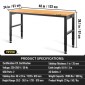 VEVOR Πάγκος Εργασίας Ρυθμιζόμενο Ύψος, 122cm Π X 61cm D X 97cm Υ Τραπέζι γκαράζ με 72 – 97 cm Ύψος & χωρητικότητα 900KG, με πρίζες & σκληρό ξύλο Πάνω & μεταλλικό πλαίσιο & ποδαράκια, για το σπίτι γραφείου