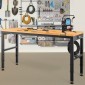 VEVOR Πάγκος Εργασίας Ρυθμιζόμενο Ύψος, 122cm Π X 61cm D X 97cm Υ Τραπέζι γκαράζ με 72 – 97 cm Ύψος & χωρητικότητα 900KG, με πρίζες & σκληρό ξύλο Πάνω & μεταλλικό πλαίσιο & ποδαράκια, για το σπίτι γραφείου