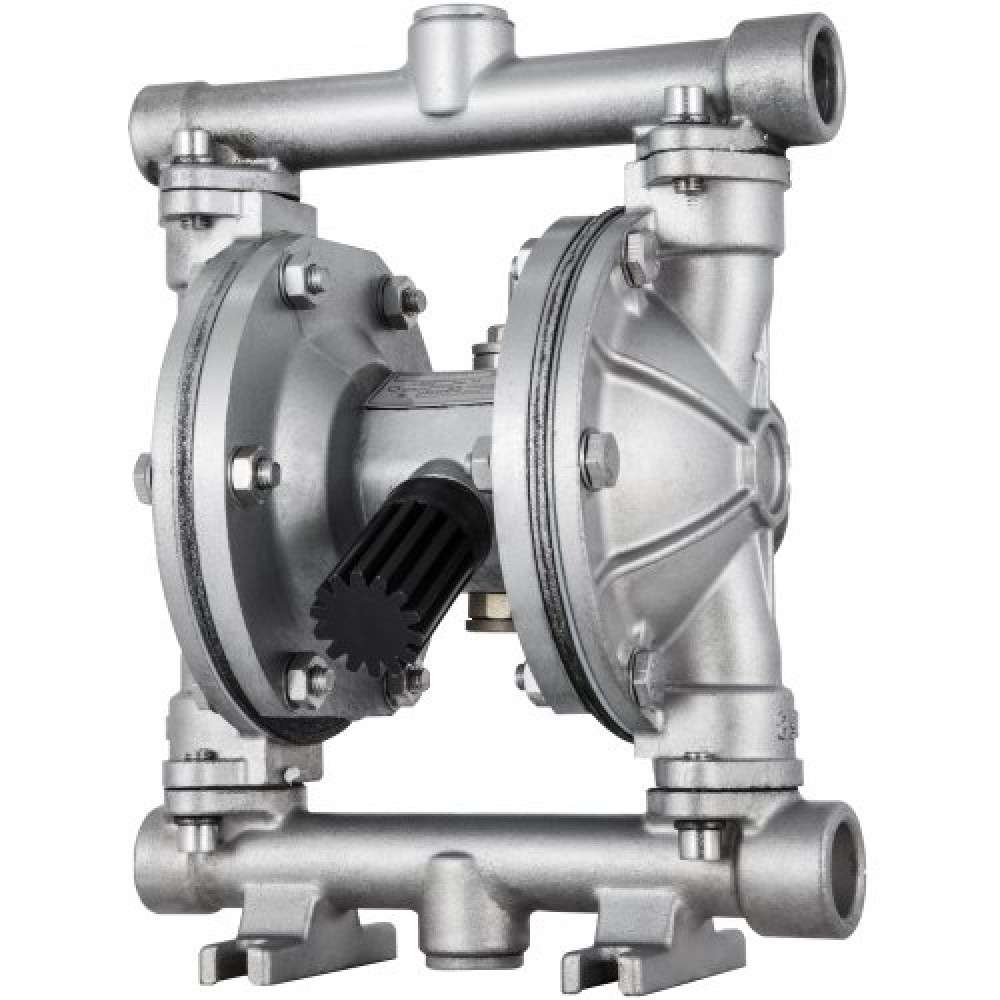 VEVOR Air-Operated Double Diaphragm Pump, Inlet & Outlet, Inox Steel Body, 11,4L/min (3GPM), PTFE Diaphragm Pneumatic Transfer Pump για πετρέλαιο, ντίζελ, λάδι και υγρά χαμηλού ιξώδους