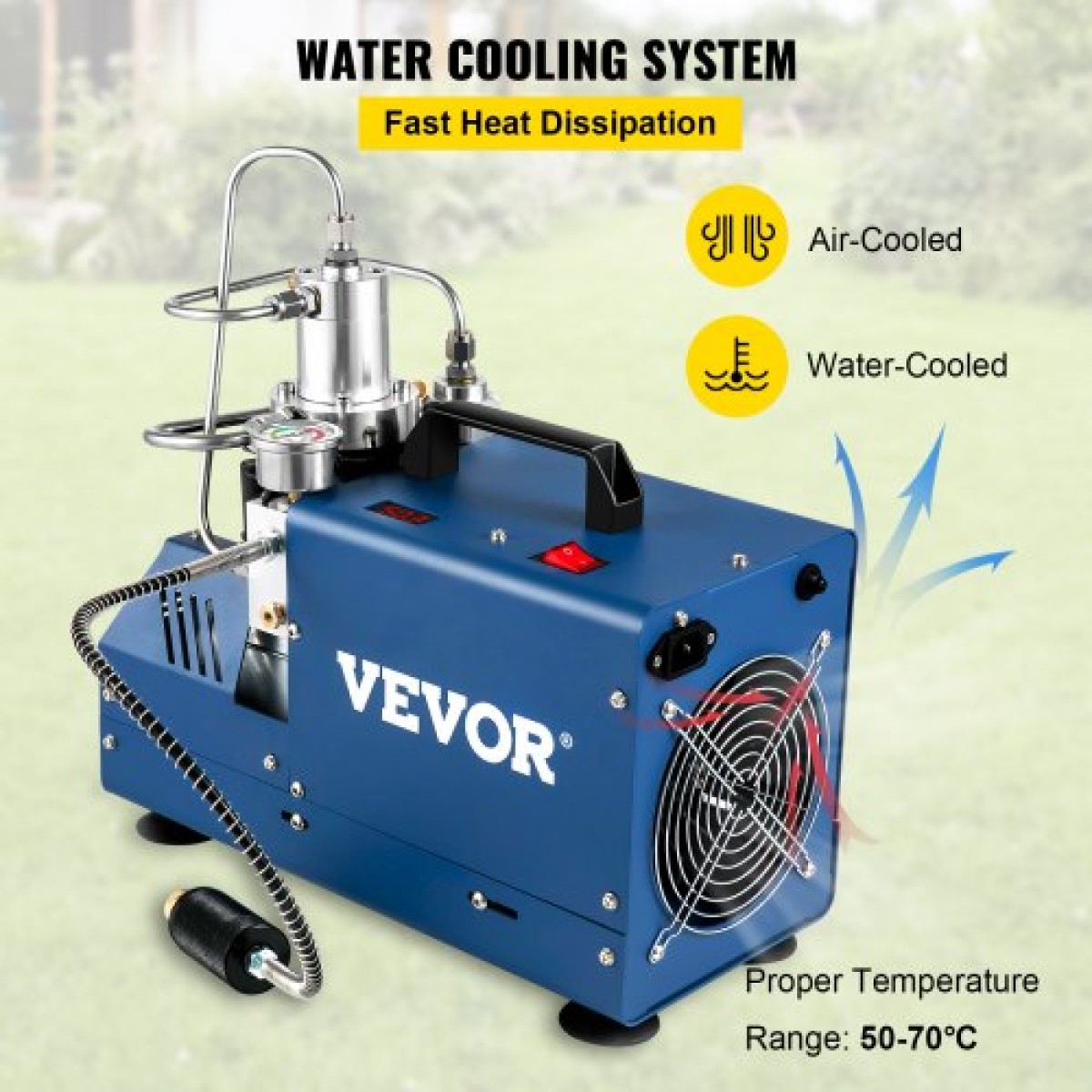 Συμπιεστής υψηλής πίεσης VEVOR, 4500PSI/30MPA/300BAR Συμπιεστής αέρα υψηλής πίεσης, 1800W 220V Χειροκίνητος αεροσυμπιεστής Stop Air Rifle Κατάλληλος για αεροβόλο τουφέκι Paintball, Τυφέκιο PCP, Αερόπιστο, Μπουκάλι κατάδυσης