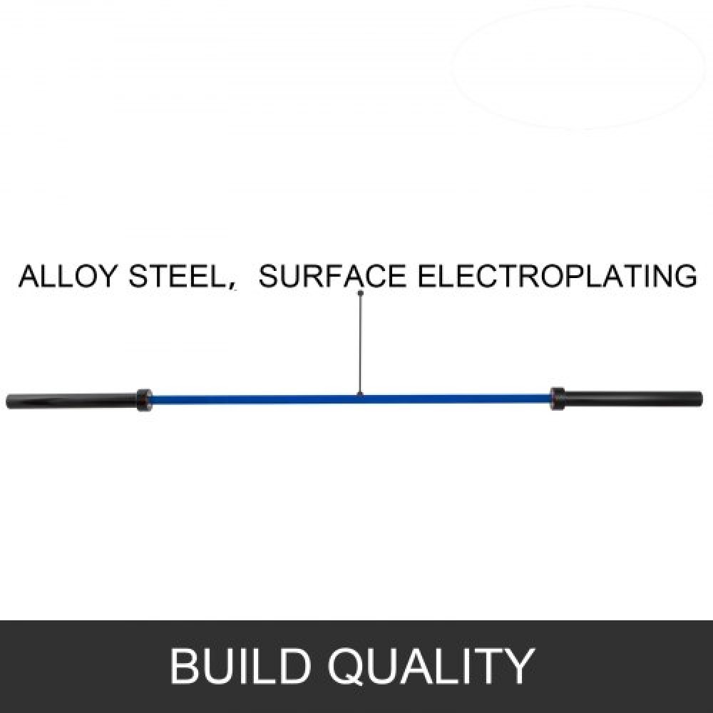 Vevor 2m Barbell Blue 15KG Weight Lifting Bar Workout Fitness Πάγκος άσκησης Μπάρα πίεσης για άρση βαρών Μπάρα βαρών Μπάρα ανύψωσης πάγκου Squat με πόρπες και σφιγκτήρες