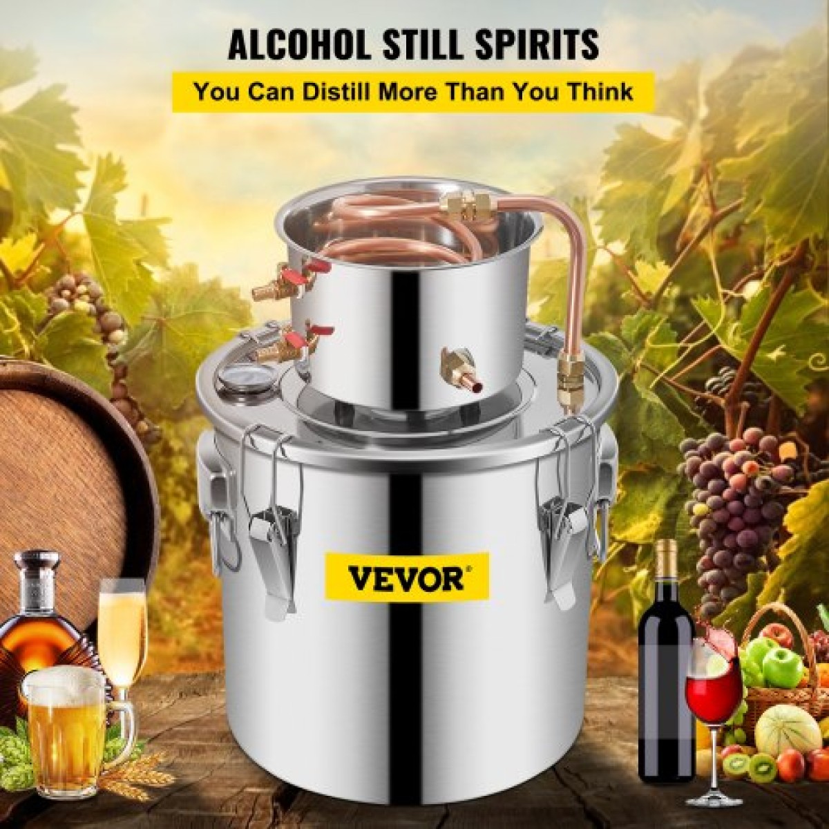 VEVOR Still Distillery Kit 12,5 L Κιτ απόσταξης αιθέριων ελαίων νερού με αντλία νερού