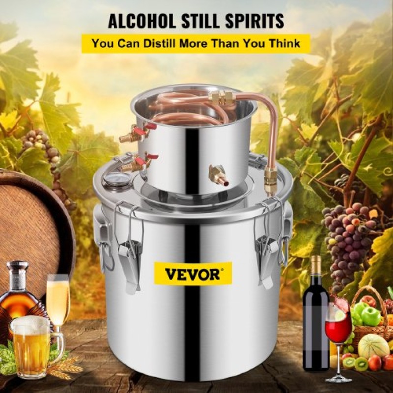 VEVOR Still Distillery Kit 12,5 L Κιτ απόσταξης αιθέριων ελαίων νερού με αντλία νερού