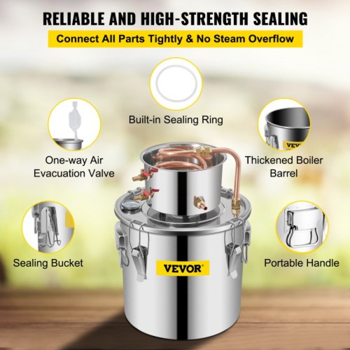 VEVOR Still Distillery Kit 12,5 L Κιτ απόσταξης αιθέριων ελαίων νερού με αντλία νερού