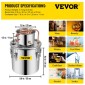 VEVOR Still Distillery Kit 12,5 L Κιτ απόσταξης αιθέριων ελαίων νερού με αντλία νερού