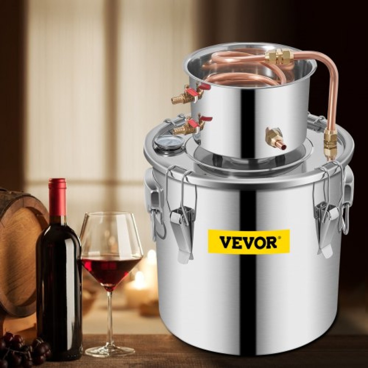 VEVOR Still Distillery Kit 12,5 L Κιτ απόσταξης αιθέριων ελαίων νερού με αντλία νερού