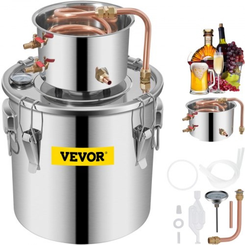 VEVOR Still Distillery Kit 12,5 L Κιτ απόσταξης αιθέριων ελαίων νερού με αντλία νερού
