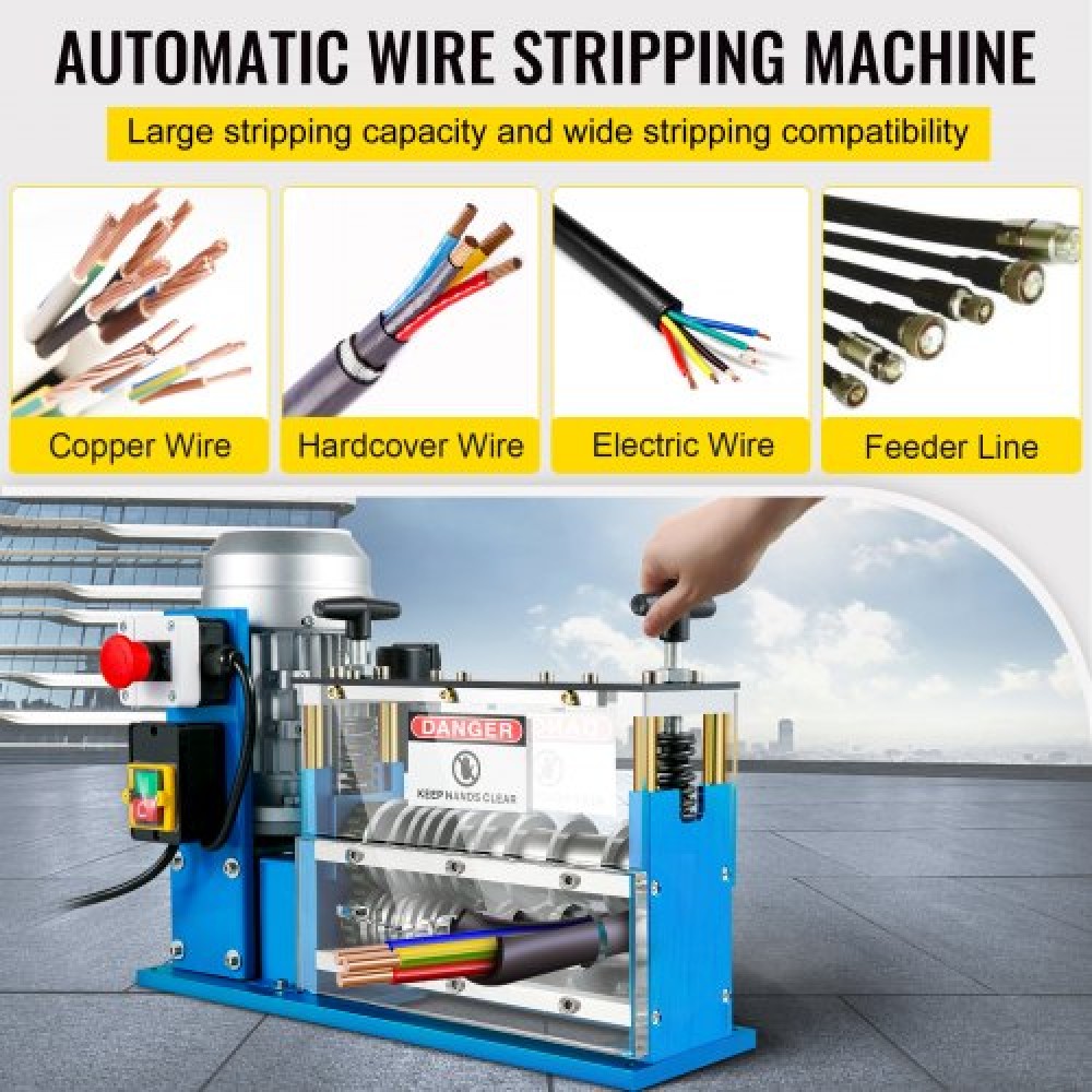 VEVOR Electric Wire Stripping Machine, 1,5-38 mm Automatic Wire Stripping Machine, 11 Channels 10 Blades Cable stripping Machine, Wire stripping tool 2286 cm/minute, for Recycling Copper Wire