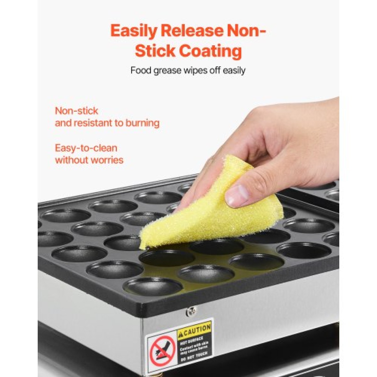VEVOR 50PCS Mini Dutch Pancake Maker, Αντικολλητικό ανοξείδωτο ατσάλι Dorayaki Baker, 1800W Commercial Electric Poffertjes Grill Pan, Dual Temp & Time Control, για επιδόρπιο πρωινού εστιατορίου κουζίνας