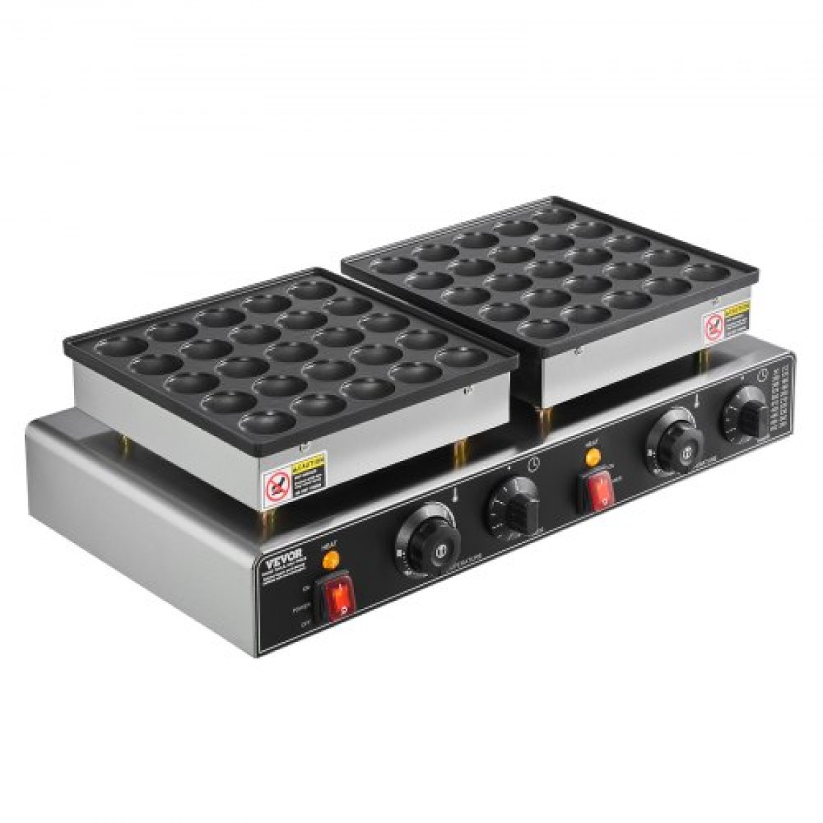 VEVOR 50PCS Mini Dutch Pancake Maker, Αντικολλητικό ανοξείδωτο ατσάλι Dorayaki Baker, 1800W Commercial Electric Poffertjes Grill Pan, Dual Temp & Time Control, για επιδόρπιο πρωινού εστιατορίου κουζίνας