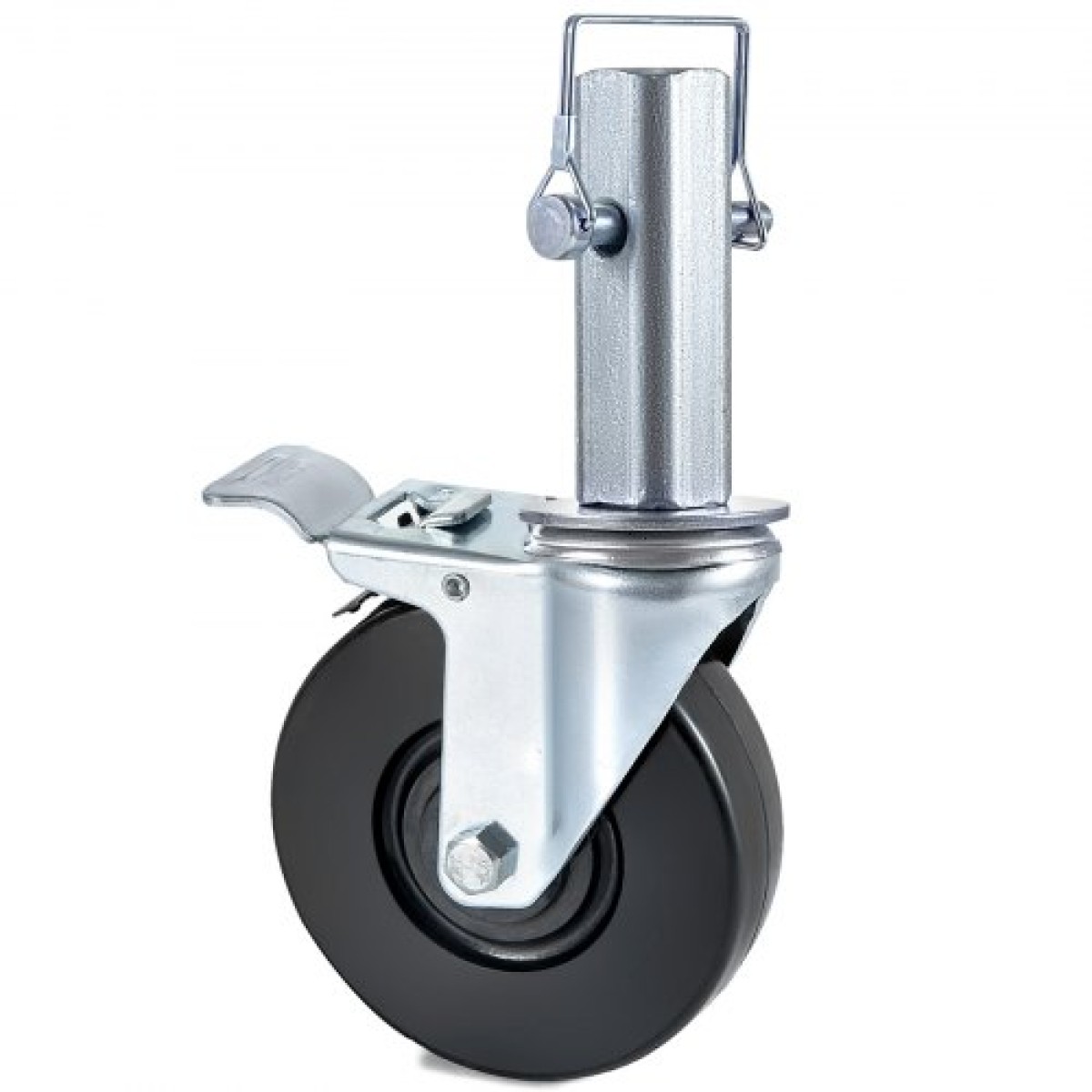 VEVOR 4 Pack 5"/12,7 cm Σκαλωσιάς βαρέως τύπου, ελαστικός περιστρεφόμενος τροχός με διπλό κλείδωμα 1,25" (3,2 cm) Τετράγωνο στέλεχος 440LBS/199,6 kg Χωρητικότητα ανά τροχό