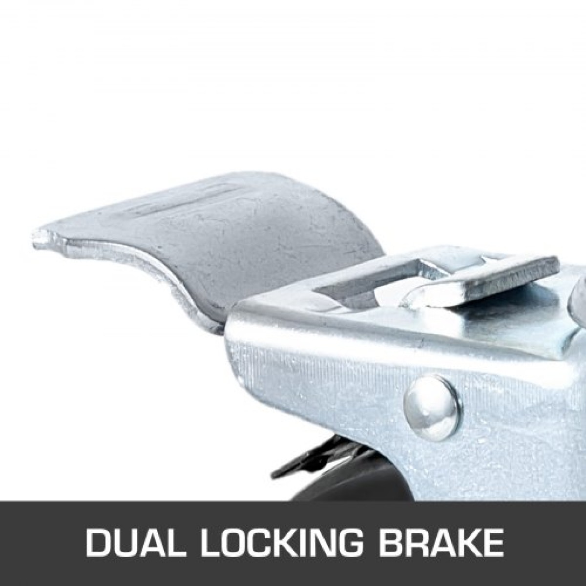VEVOR 4 Pack 5"/12,7 cm Σκαλωσιάς βαρέως τύπου, ελαστικός περιστρεφόμενος τροχός με διπλό κλείδωμα 1,25" (3,2 cm) Τετράγωνο στέλεχος 440LBS/199,6 kg Χωρητικότητα ανά τροχό