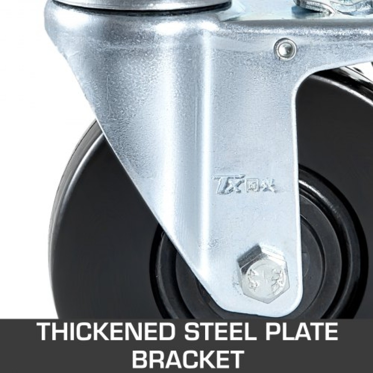 VEVOR 4 Pack 5"/12,7 cm Σκαλωσιάς βαρέως τύπου, ελαστικός περιστρεφόμενος τροχός με διπλό κλείδωμα 1,25" (3,2 cm) Τετράγωνο στέλεχος 440LBS/199,6 kg Χωρητικότητα ανά τροχό