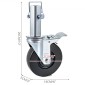 VEVOR 4 Pack 5"/12,7 cm Σκαλωσιάς βαρέως τύπου, ελαστικός περιστρεφόμενος τροχός με διπλό κλείδωμα 1,25" (3,2 cm) Τετράγωνο στέλεχος 440LBS/199,6 kg Χωρητικότητα ανά τροχό