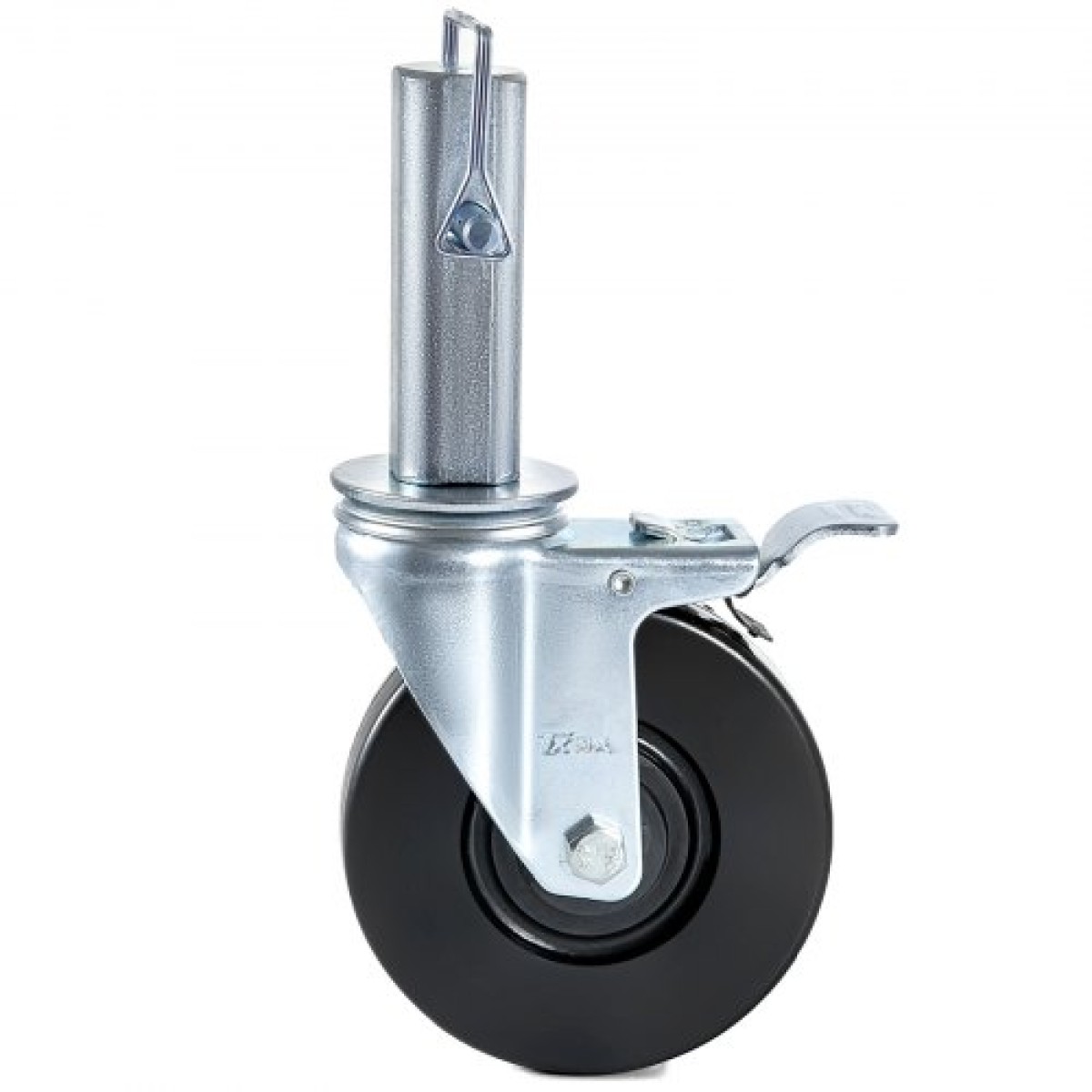 VEVOR 4 Pack 5"/12,7 cm Σκαλωσιάς βαρέως τύπου, ελαστικός περιστρεφόμενος τροχός με διπλό κλείδωμα 1,25" (3,2 cm) Τετράγωνο στέλεχος 440LBS/199,6 kg Χωρητικότητα ανά τροχό