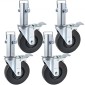 VEVOR 4 Pack 5"/12,7 cm Σκαλωσιάς βαρέως τύπου, ελαστικός περιστρεφόμενος τροχός με διπλό κλείδωμα 1,25" (3,2 cm) Τετράγωνο στέλεχος 440LBS/199,6 kg Χωρητικότητα ανά τροχό