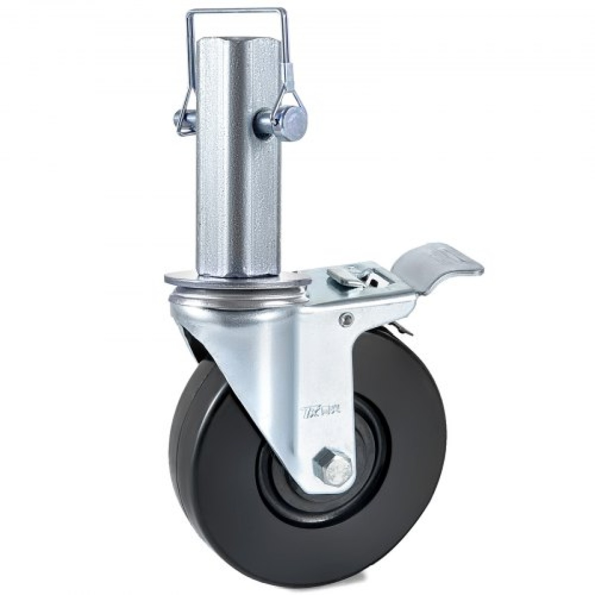 VEVOR 4 Pack 5"/12,7 cm Σκαλωσιάς βαρέως τύπου, ελαστικός περιστρεφόμενος τροχός με διπλό κλείδωμα 1,25" (3,2 cm) Τετράγωνο στέλεχος 440LBS/199,6 kg Χωρητικότητα ανά τροχό