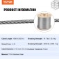 Καλώδιο VEVOR από ανοξείδωτο ατσάλι 3/16" x 1000 πόδια, κιγκλίδωμα καλωδίου καταστρώματος θαλάσσης T316, Πλεκτό καλώδιο αεροσκάφους κατασκευής 1x19 σκελών για φώτα χορδών ράγας καταστρώματος Κρεμαστό φράχτη βεράντας DIY κιγκλίδωμα
