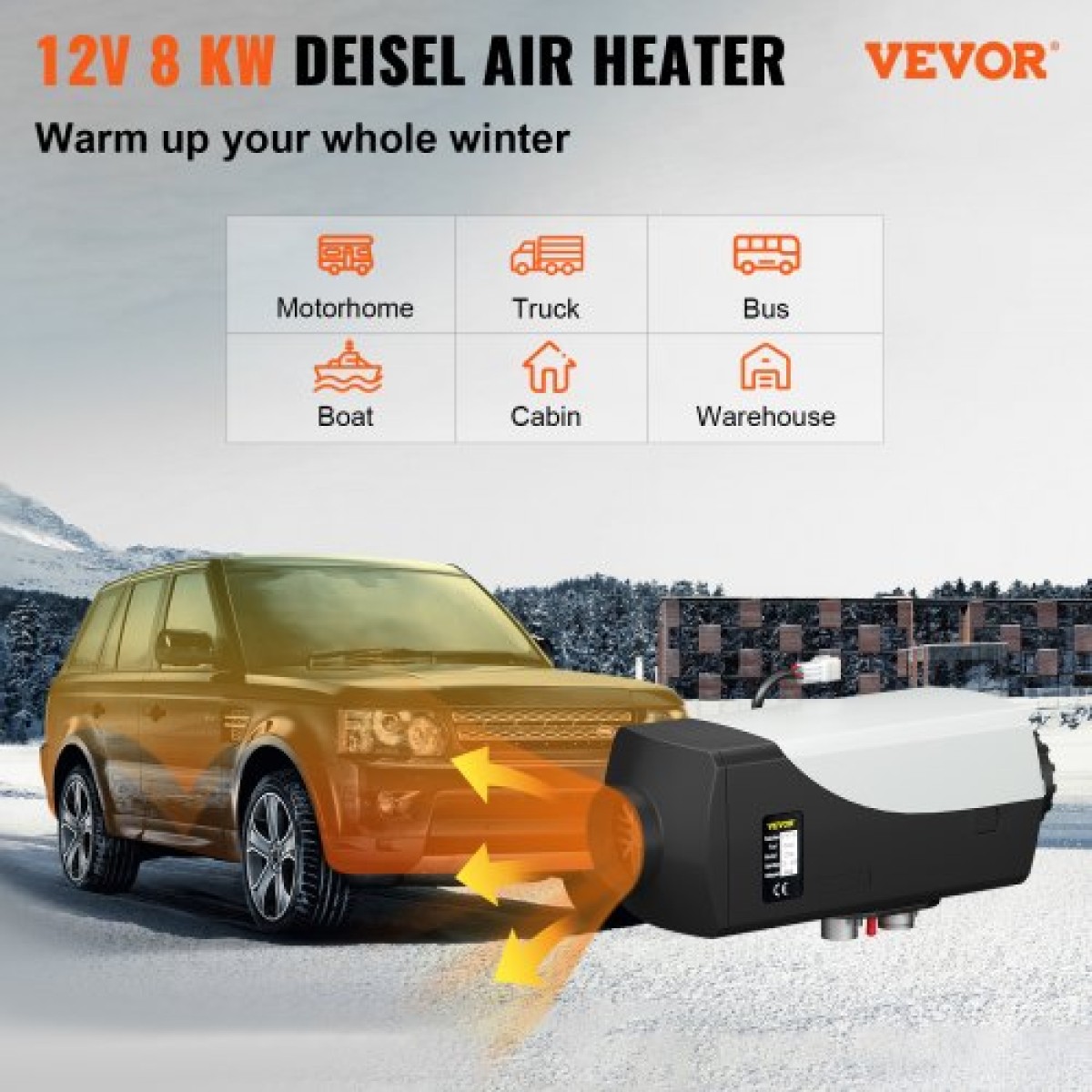 VEVOR 12V Diesel Heater Parking, 5-8KW Diesel Air Heater, Diesel Air Heater, Air Parking Heater, Air Diesel Heater, Parking Heater for Car RV Boat Truck Camper Bus