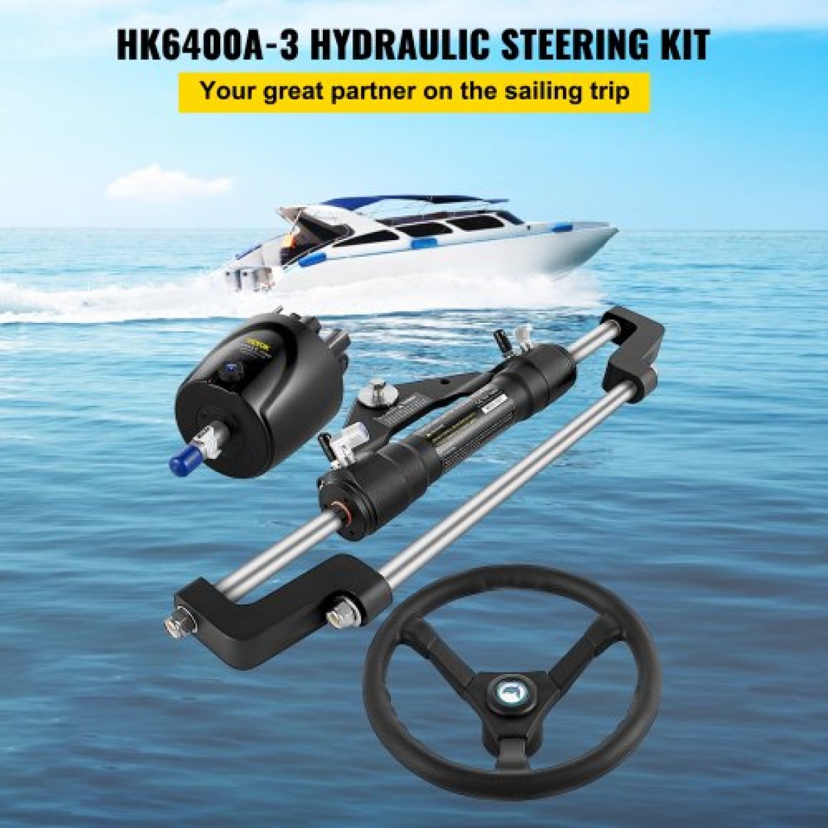 VEVOR Hydraulic Steering Kit 300HP, Hydraulic Boat Steering Kit Hem Pump, Hydraulic Boat Steering Kit Χωρίς υδραυλικό σωλήνα διεύθυνσης για σύστημα διεύθυνσης σκάφους