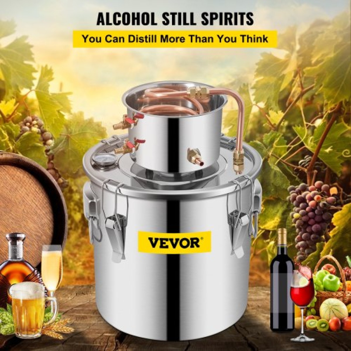 VEVOR Still Distillery Kit 36,3 L Kit απόσταξης αιθέριων ελαίων με αντλία νερού
