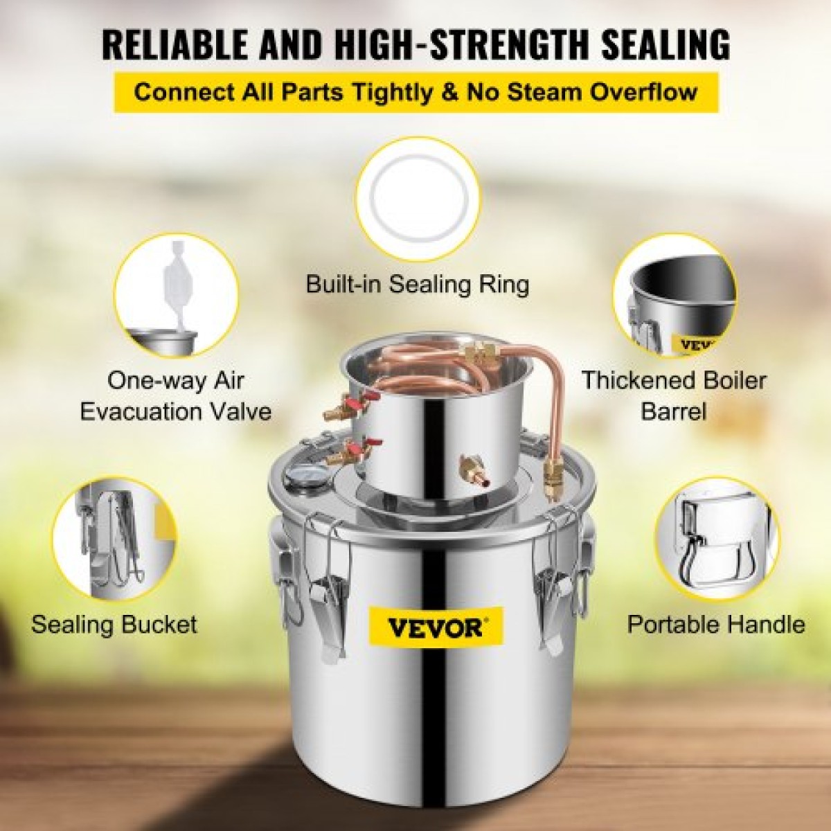 VEVOR Still Distillery Kit 36,3 L Kit απόσταξης αιθέριων ελαίων με αντλία νερού