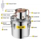 VEVOR Still Distillery Kit 36,3 L Kit απόσταξης αιθέριων ελαίων με αντλία νερού