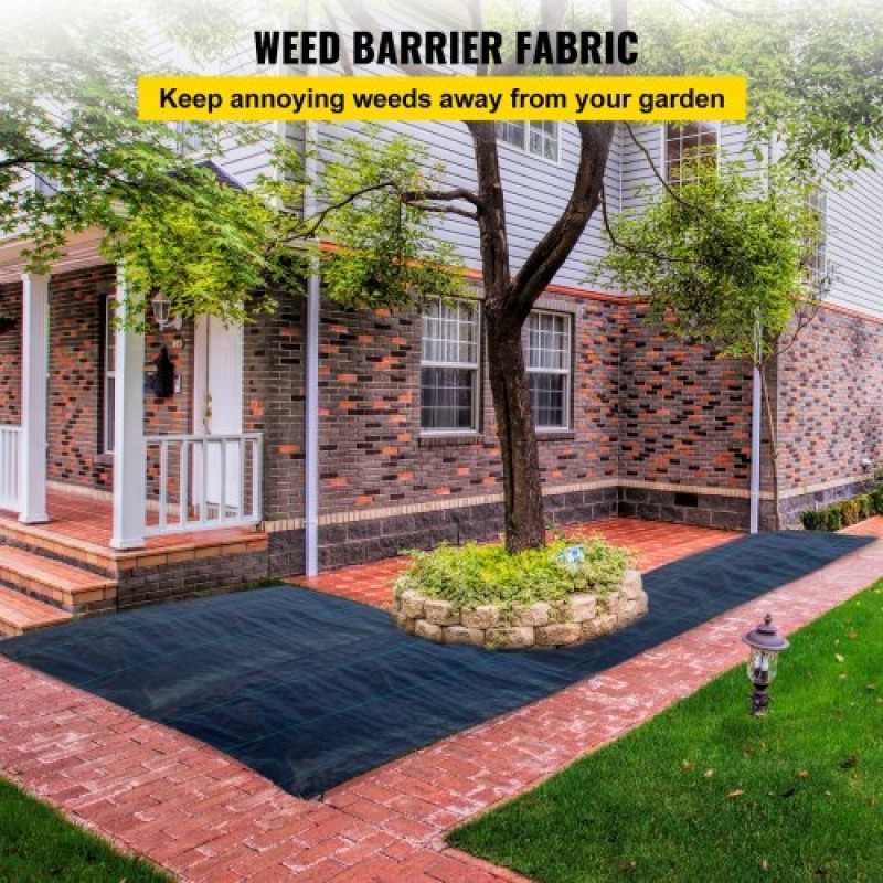 VEVOR 200 x 9144 cm Premium Weed Barrier Fabric Heavy Duty 90,7 g, Υφαντό ύφασμα ελέγχου ζιζανίων, Υψηλή διαπερατότητα καλό για παρτέρι, ύφασμα γεωύφασμα για το υπόστρωμα, κάλυμμα εδάφους από πολυαιθυλένιο