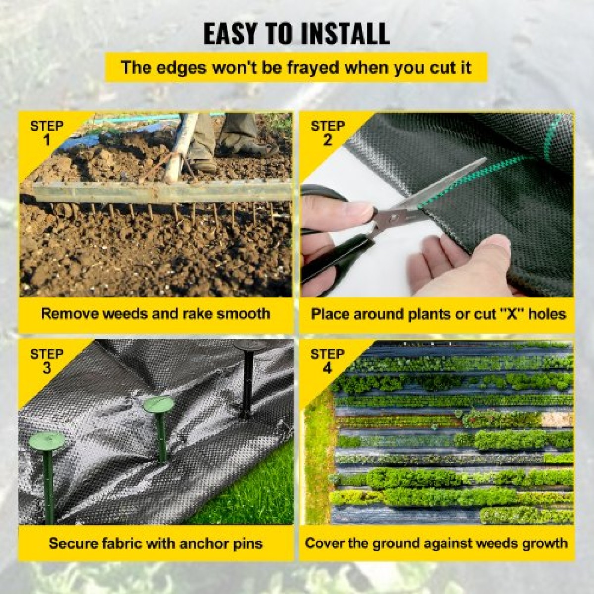 VEVOR 200 x 9144 cm Premium Weed Barrier Fabric Heavy Duty 90,7 g, Υφαντό ύφασμα ελέγχου ζιζανίων, Υψηλή διαπερατότητα καλό για παρτέρι, ύφασμα γεωύφασμα για το υπόστρωμα, κάλυμμα εδάφους από πολυαιθυλένιο
